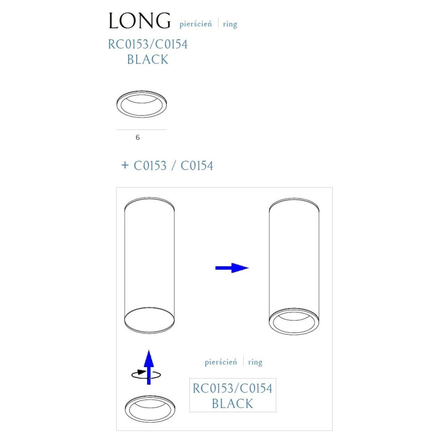 Декоративне кільце Maxlight Long RC0153/C0154 Чорне