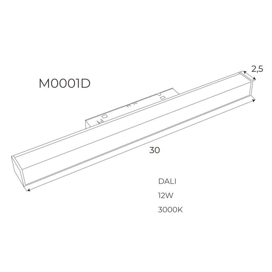 Лінійний світильник Maxlight  для магнітного шинопроводу DALI 12W 3000K M0001D