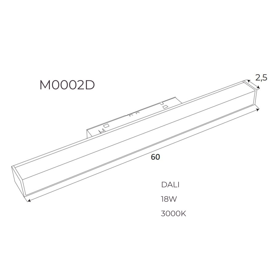 Лінійний світильник Maxlight  для магнітного шинопроводу DALI 18W 3000K M0002D