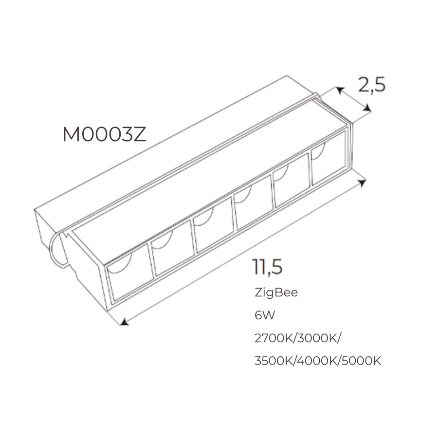 Лінійний світильник Maxlight типу "dot" для магнітного шинопроводу 6W 2700К-5000К 24°  ZigBee M0003Z
