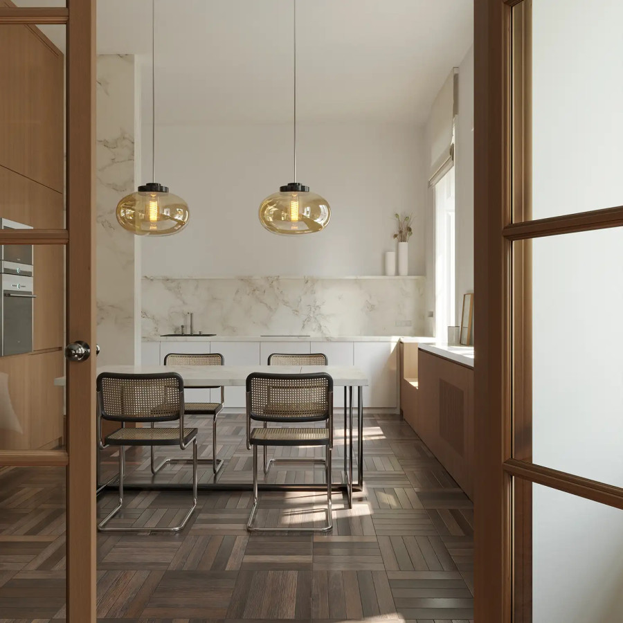 Підвісна лампа Maxlight P0516 Moonstone Amber Glass + Black Marble