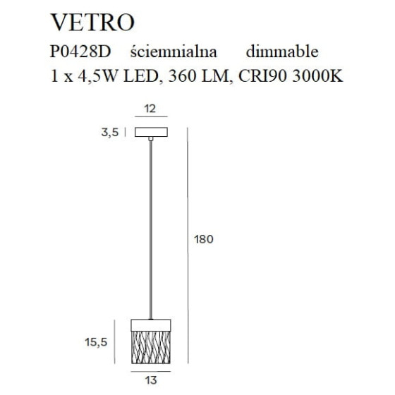 Підвісна лампа Maxlight Vetro P0428D Золото