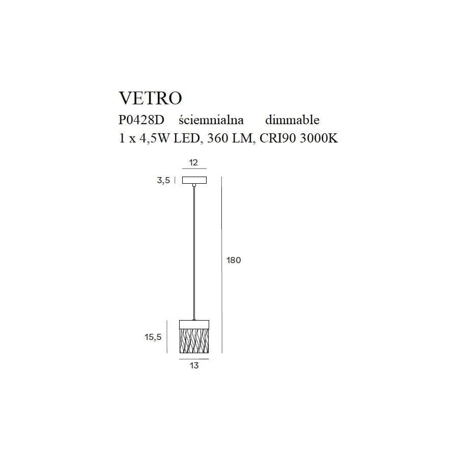 Підвісна лампа Maxlight Vetro P0428D Золото