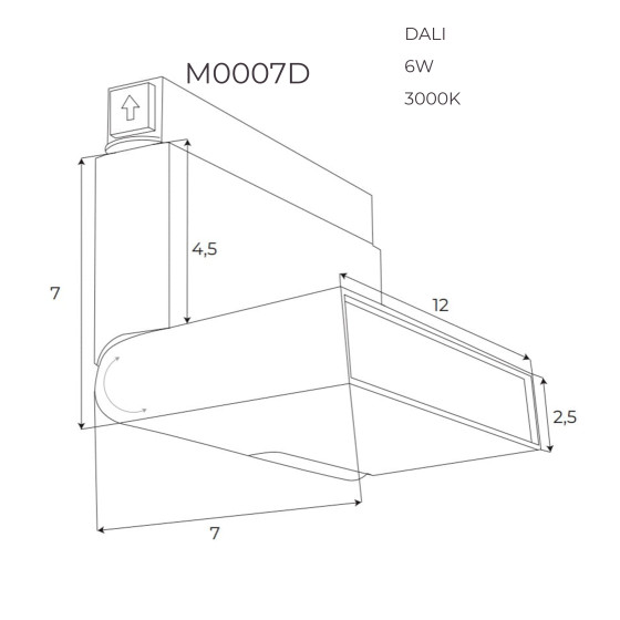 Лінійний прожектор Maxlight "книжка"для магнітного шинопроводу 6W 3000K DALI M0007D
