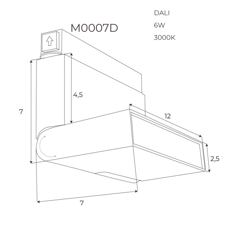 Лінійний прожектор Maxlight "книжка"для магнітного шинопроводу 6W 3000K DALI M0007D