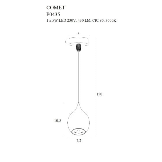 Підвісна лампа Maxlight Comet Drop P0435 Чорна