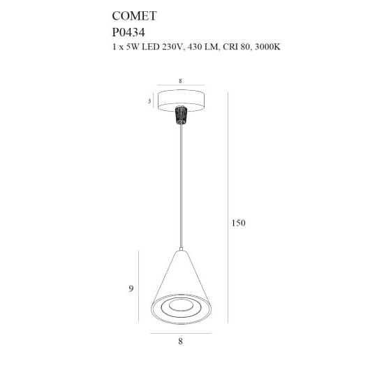Підвісна лампа Maxlight Comet Bell P0434 Чорна