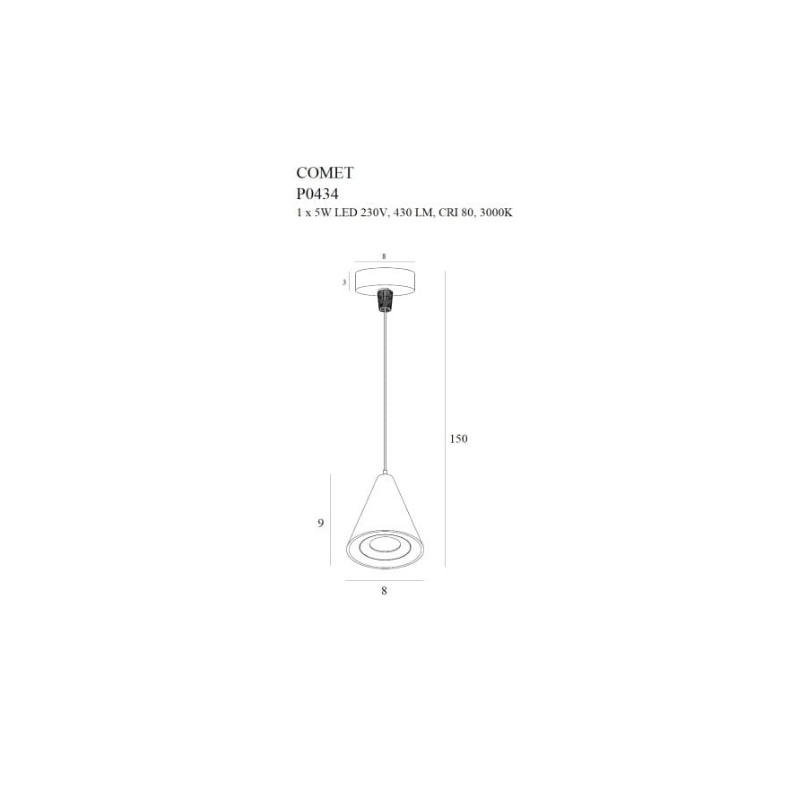 Підвісна лампа Maxlight Comet Bell P0434 Чорна