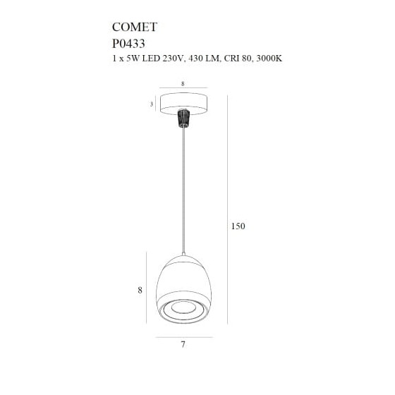 Підвісна лампа Maxlight Comet Round P0433 Чорна