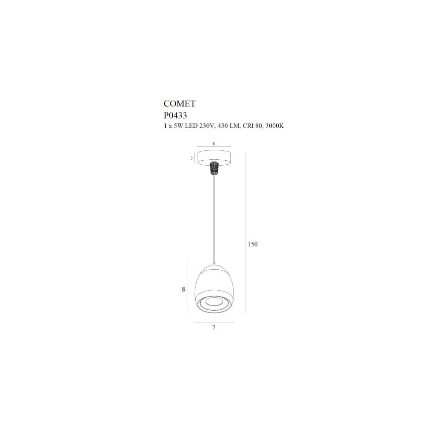 Підвісна лампа Maxlight Comet Round P0433 Чорна