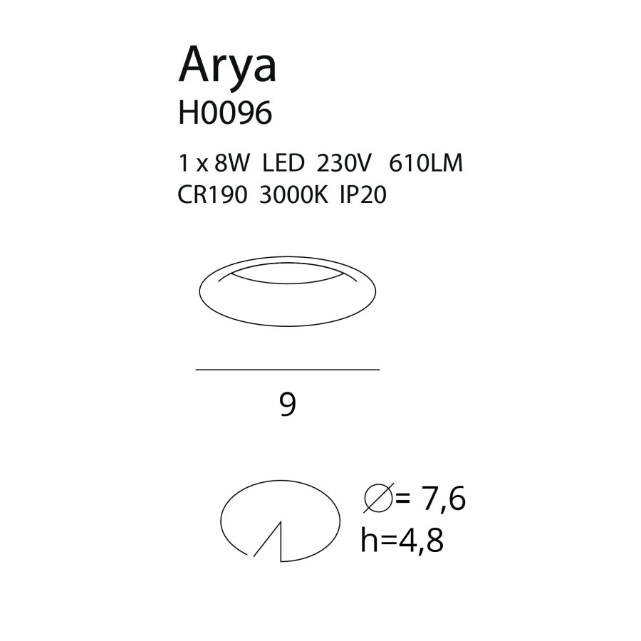 Світильник вбудований Maxlight Arya H0096 Білий