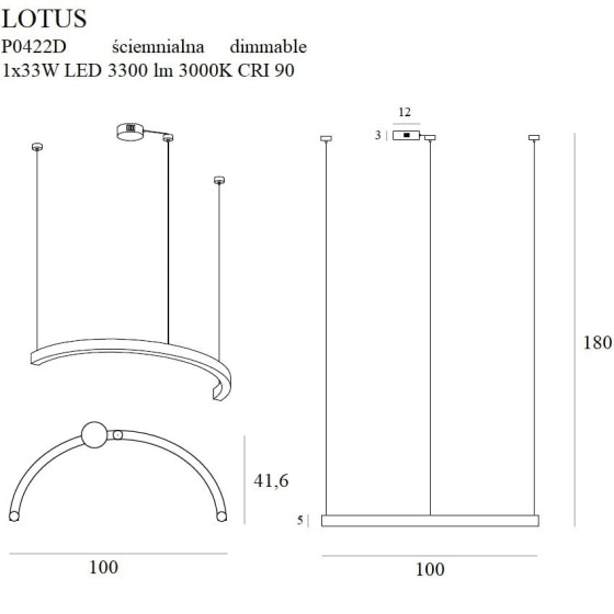 Підвісна Лампа Maxlight Lotus P0422D Золота