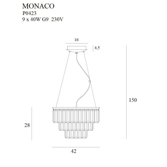 Підвісна Лампа Maxlight Monaco P0423 Золота