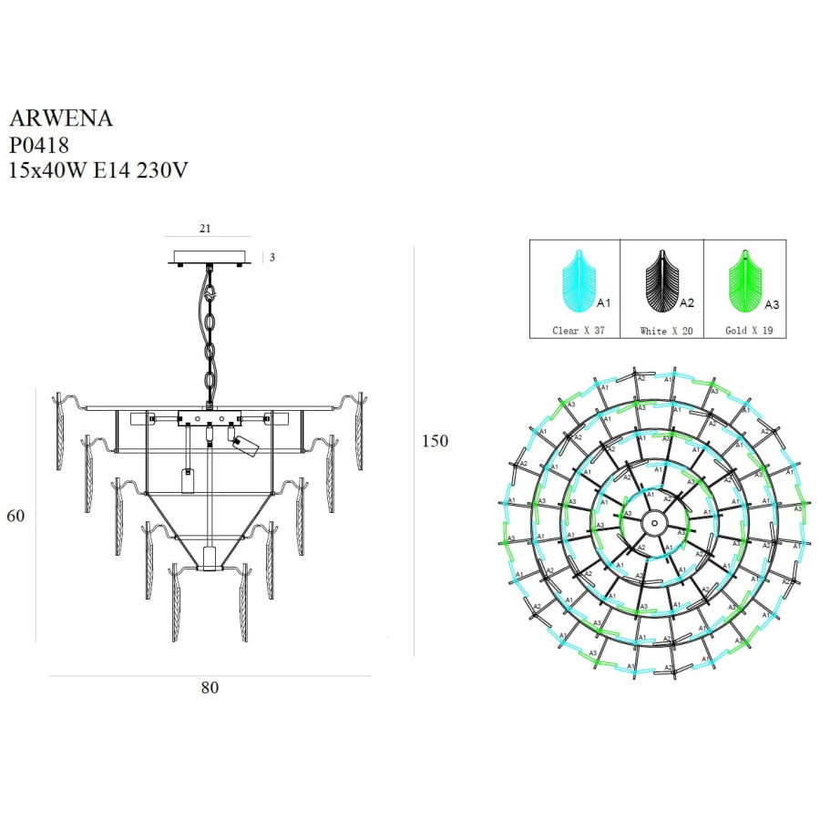 Підвісна Лампа Maxlight Arwena P0418 Золота
