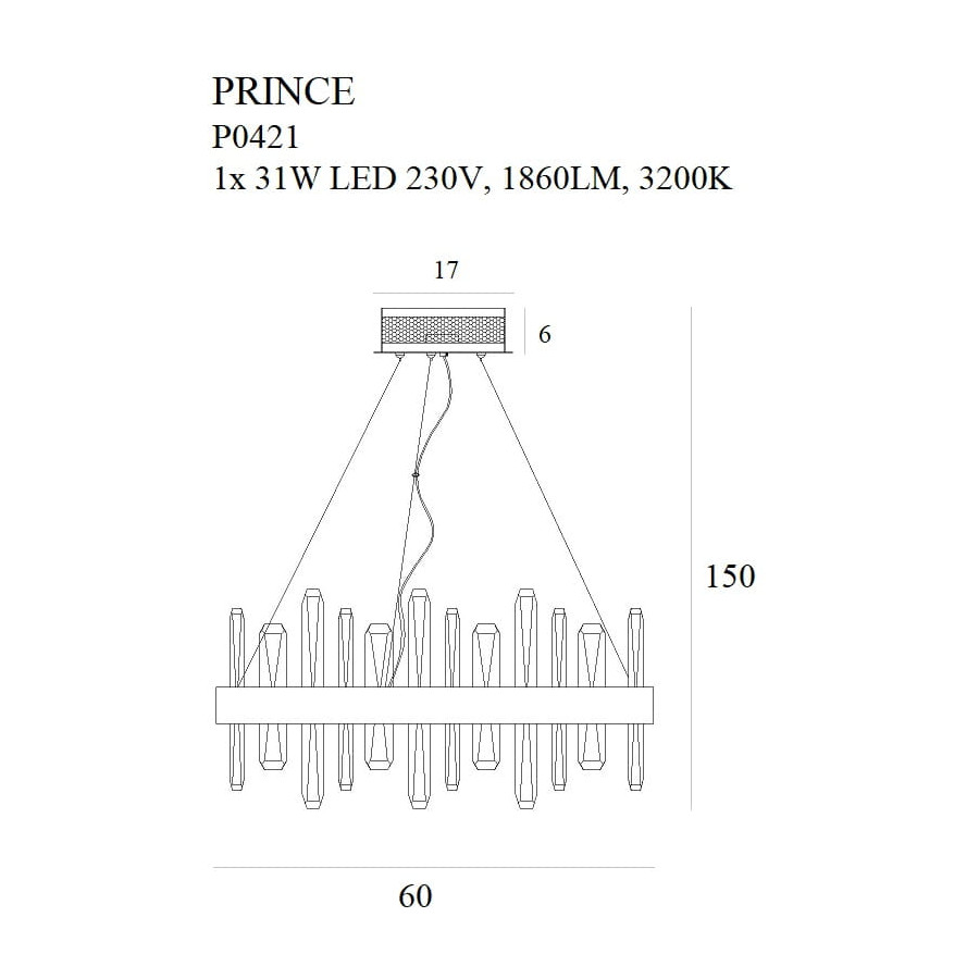 Підвісна Лампа Maxlight Prince P0421 Велика Золота