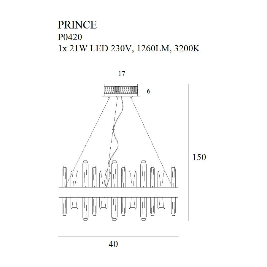 Підвісна Лампа Maxlight Prince P0420 Золота