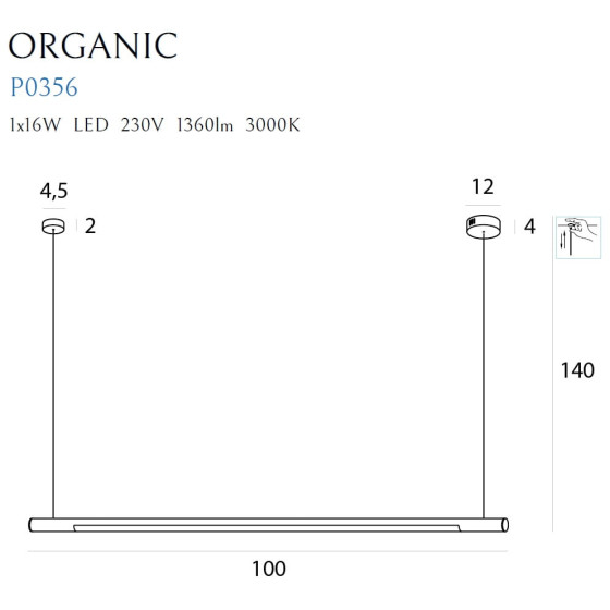Підвісна Лампа Maxlight Organic Horizon P0356D Золота