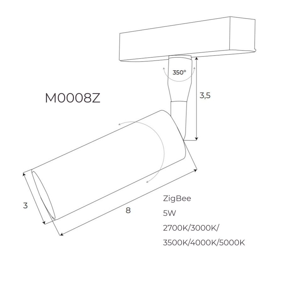 Прожектор поворотний Maxlight для магнітного шинопроводу 5W 3000К 24° DALI M0008D