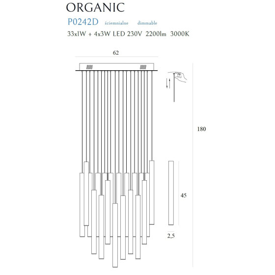 Підвісна Лампа Maxlight Organic Gold P0242D Золота