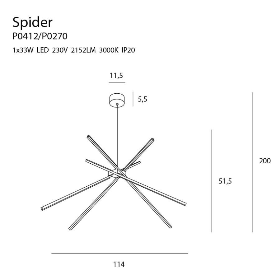 Підвісна лампа Maxlight Spider P0412 Чорна