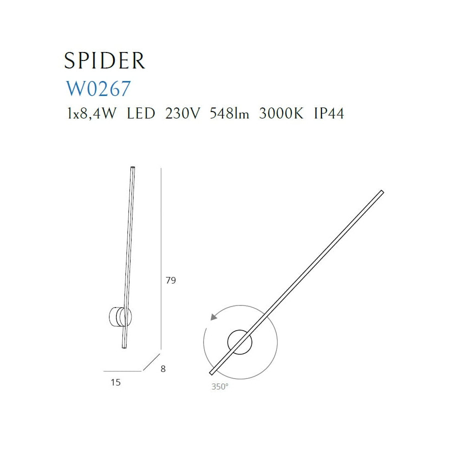 Настінний світильник Maxlight Spider W0267 Чорний IP44