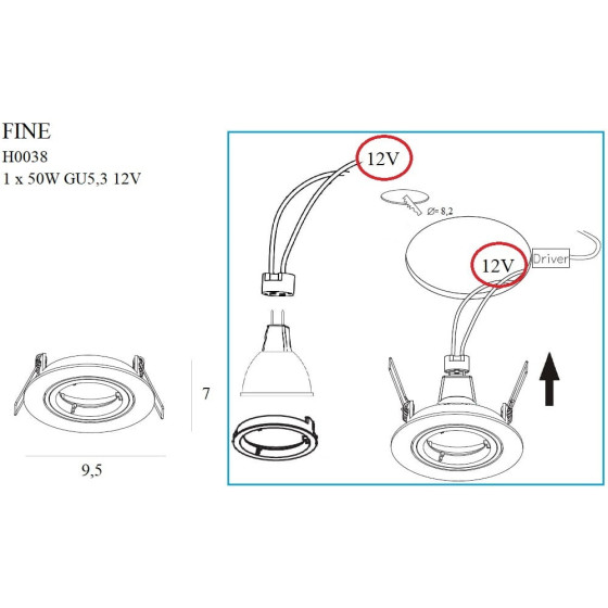 Maxlight Fine H0038 Вбудована Лампа Хром