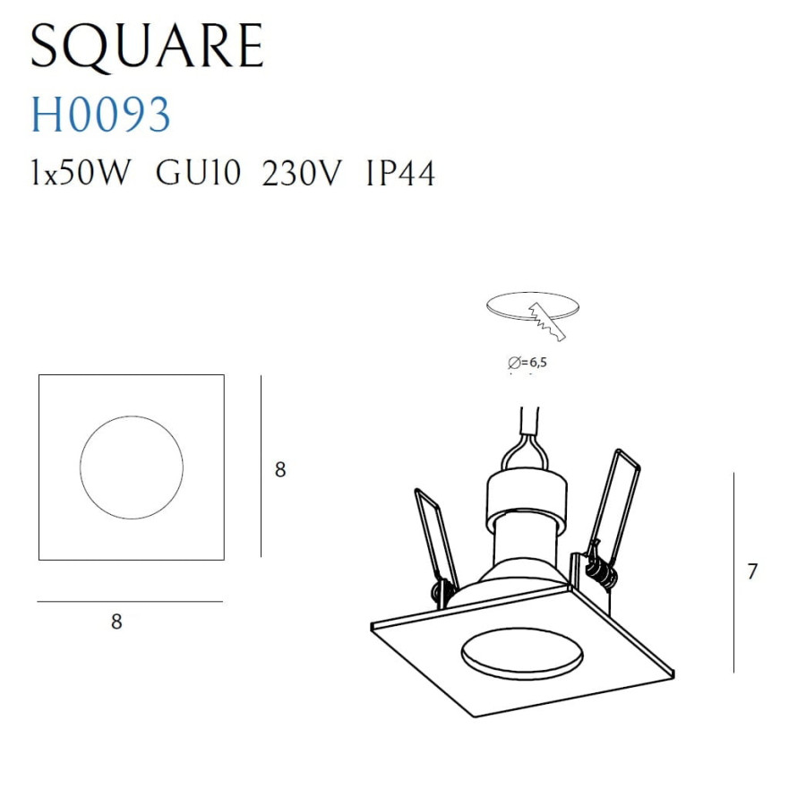 Maxlight Square H0093 Вбудована Лампа Чорна IP44