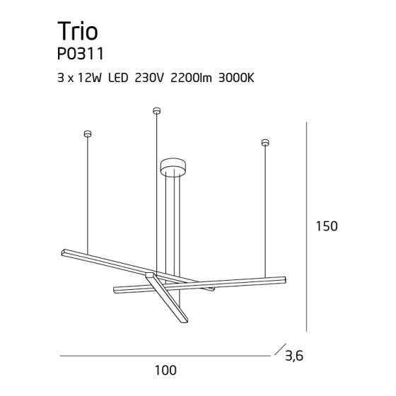 Maxlight Trio P0311 Підвісна Лампа Чорна