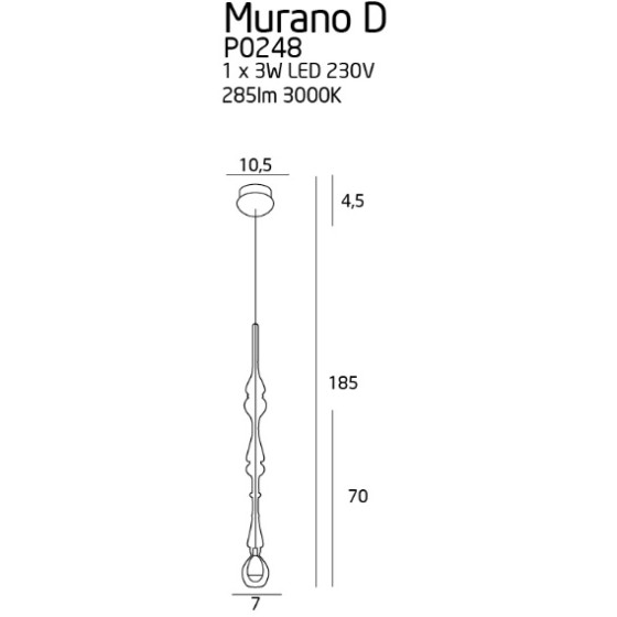 Підвісна Лампа Maxlight Murano D P0248 Хром