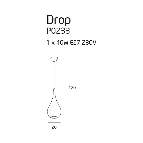 Maxlight Drop P0233 Підвісна Лампа Чорна