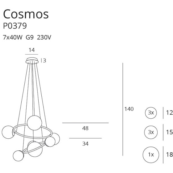 Підвісна Лампа Maxlight Cosmos P0379 Золота