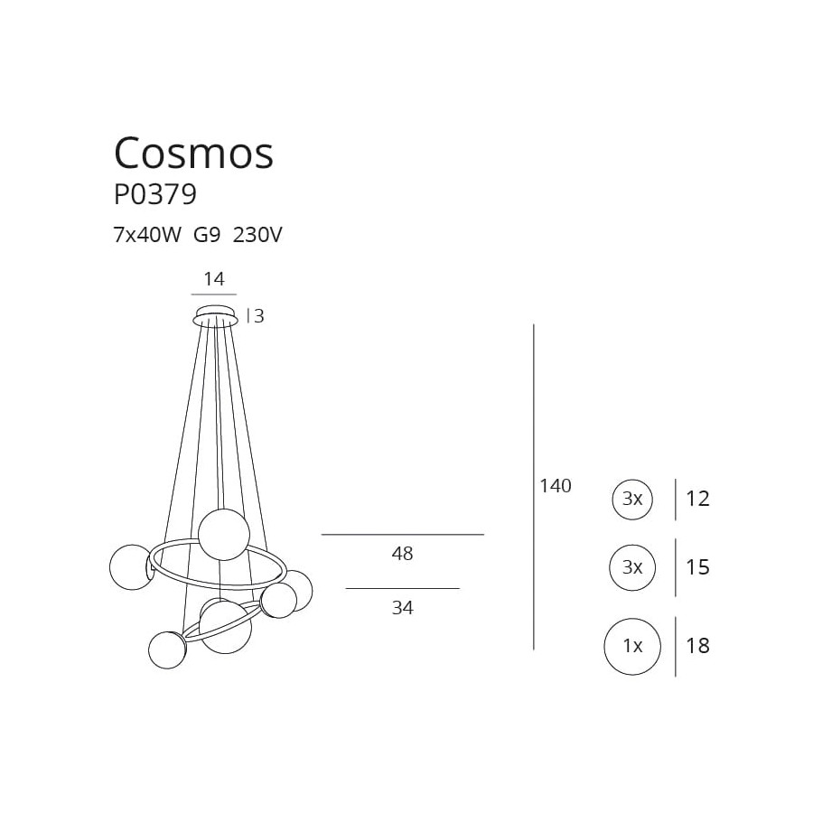 Підвісна Лампа Maxlight Cosmos P0379 Золота