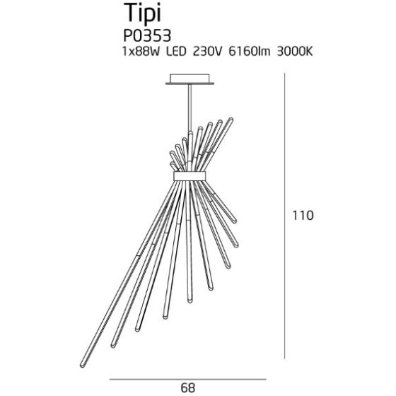 Підвісна Лампа Maxlight Tipi P0353 Чорна