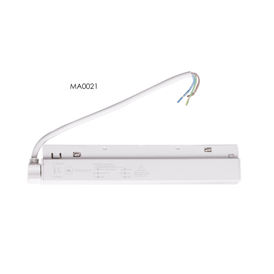 Блок живлення Maxlight в магнітний шинопровід, білого кольору 100 ват 48 вольт 32см MA0021