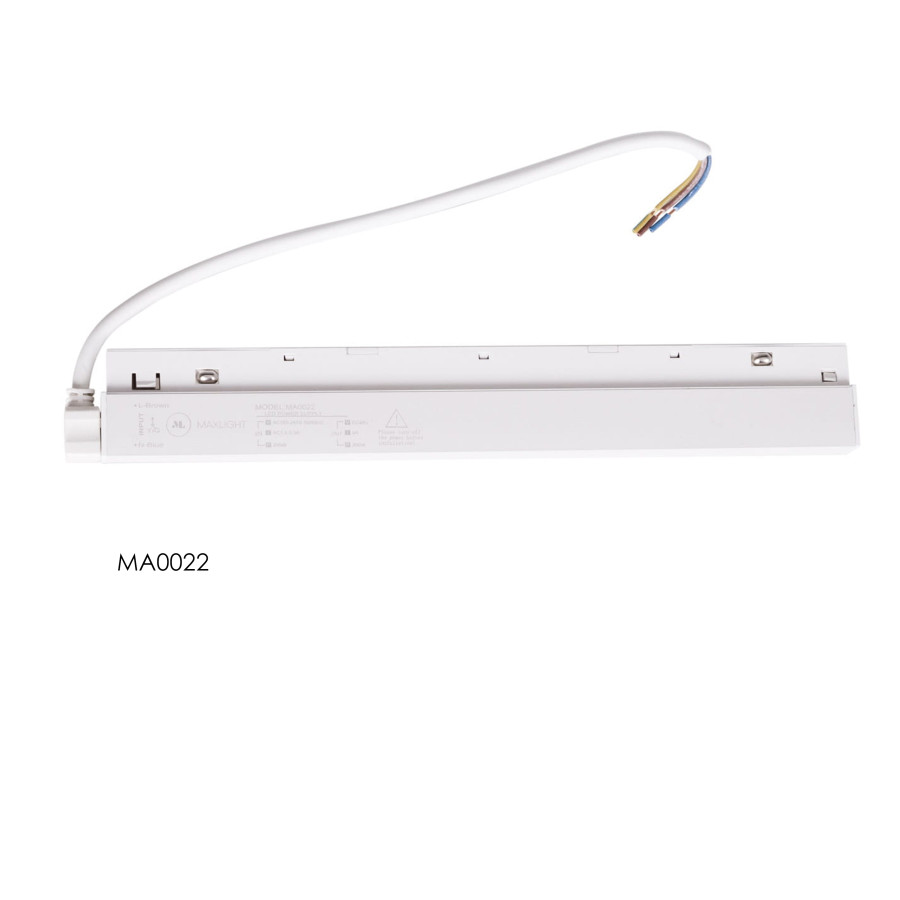 Блок живлення Maxlight в магнітний шинопровід, білого кольору 200 ват 48 вольт 25см MA0022