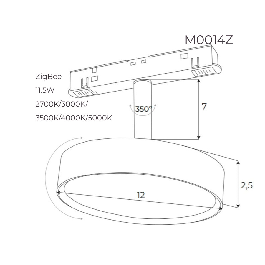 Опаловий прожектор Maxlight  для магнітного шинопроводу 11,5W 2700K-5000K ZigBee M0014Z