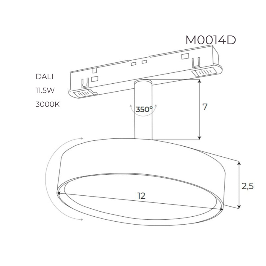 Опаловий прожектор Maxlight  для магнітного шинопроводу 11,5 W 3000K DALI M0014D