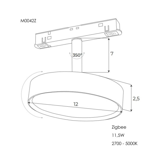 Опаловий прожектор Maxlight  для магнітного шинопроводу 11,5W 2700K-5000K ZigBee M0042Z