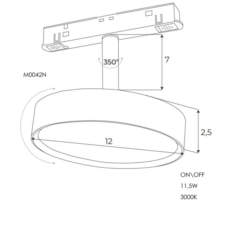 Опаловий прожектор Maxlight для магнітного шинопроводу 11,5W 3000K ON/OFF M0042N