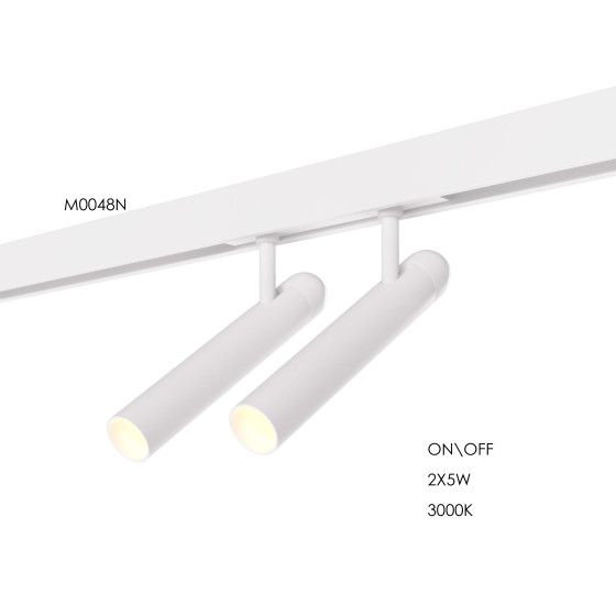 Подвійний прожектор Maxlight  для магнітного шинопроводу 2х5W 3000K 38° ON/OFF M0048N