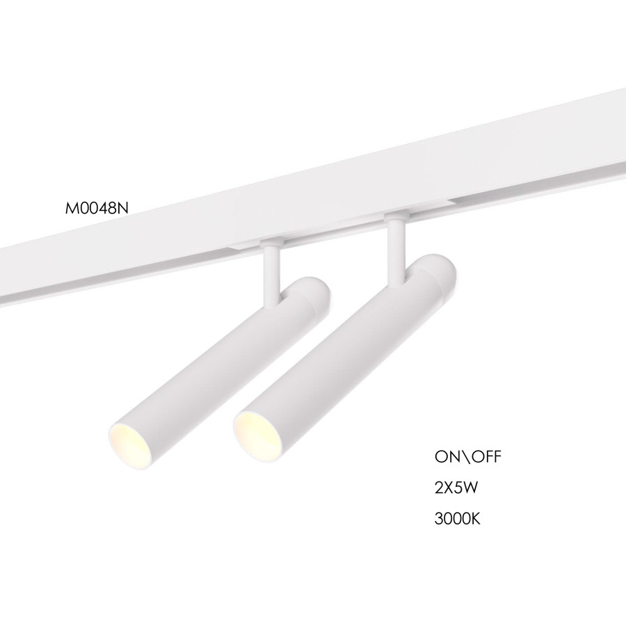 Подвійний прожектор Maxlight  для магнітного шинопроводу 2х5W 3000K 38° ON/OFF M0048N