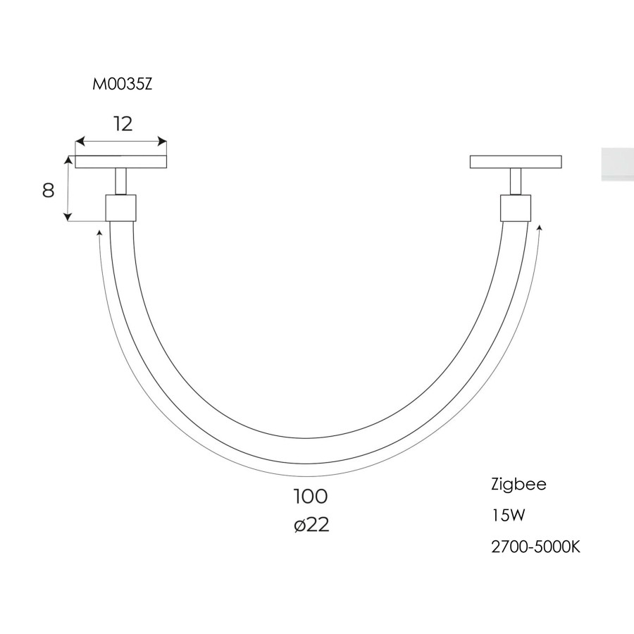 Підвісна силіконова трубка Maxlight для магнітного шинопроводу 15W D22 H1000 3000K 180° ZigBee M0035Z