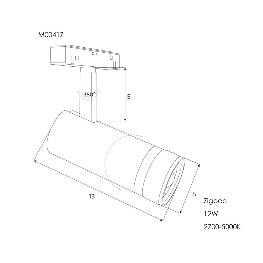 Прожектор поворотний Maxlight для магнітного шинопроводу 12W 15°-58° 2700K-5000K ZigBee M0041Z
