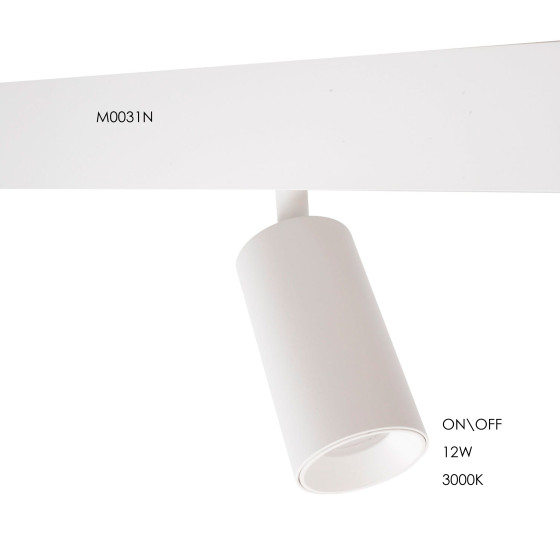 Прожектор поворотний Maxlight для магнітного шинопроводу 12W 3000К 24° ON/OFF M0031N