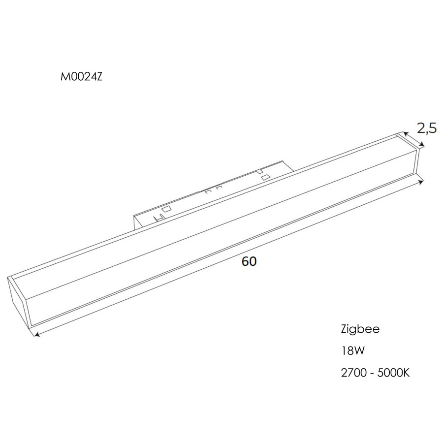 Лінійний світильник Maxlight  для магнітного шинопроводу ZigBee 18W 2700K-5000K M0024Z