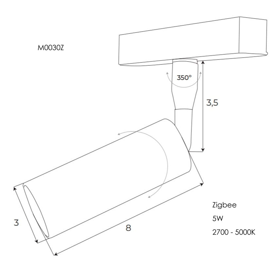 Прожектор поворотний Maxlight для магнітного шинопроводу 5W 24° 3000K ZigBee M0030Z