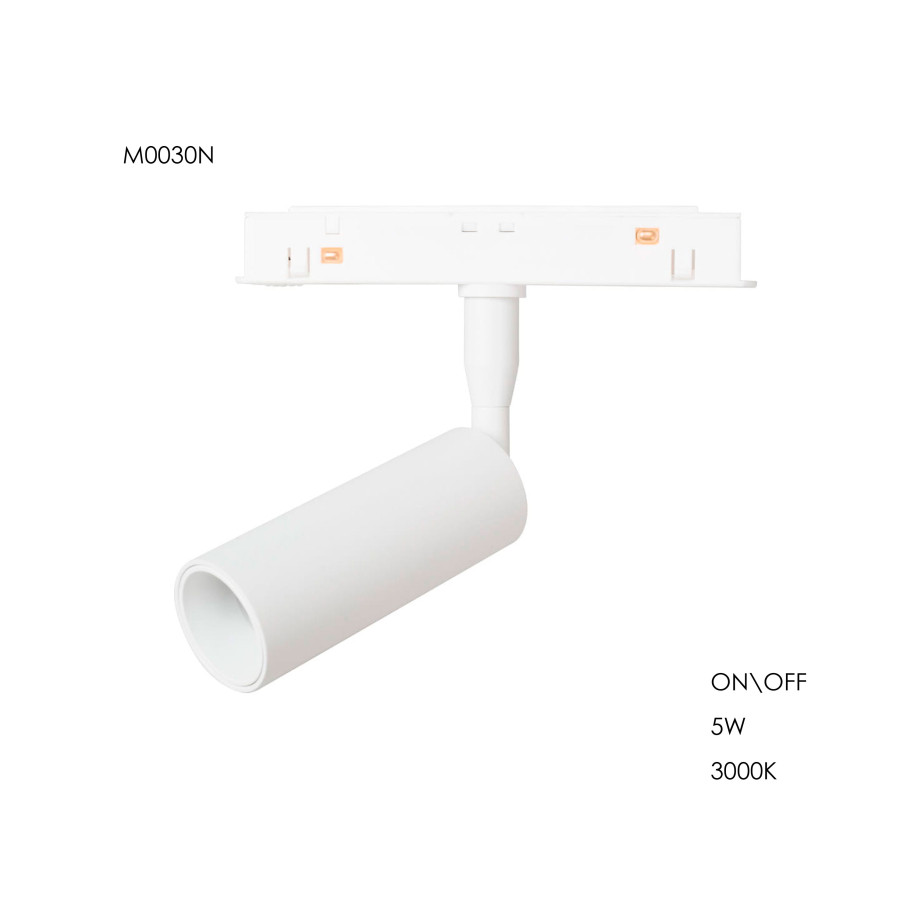 Прожектор поворотний Maxlight для магнітного шинопроводу 5W 24° 3000K ON/OFF M0030N