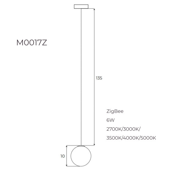 Світильник Maxlight у вигляді шару для магнітного шинопроводу 6W 2700K-5000K ZigBee M0017Z