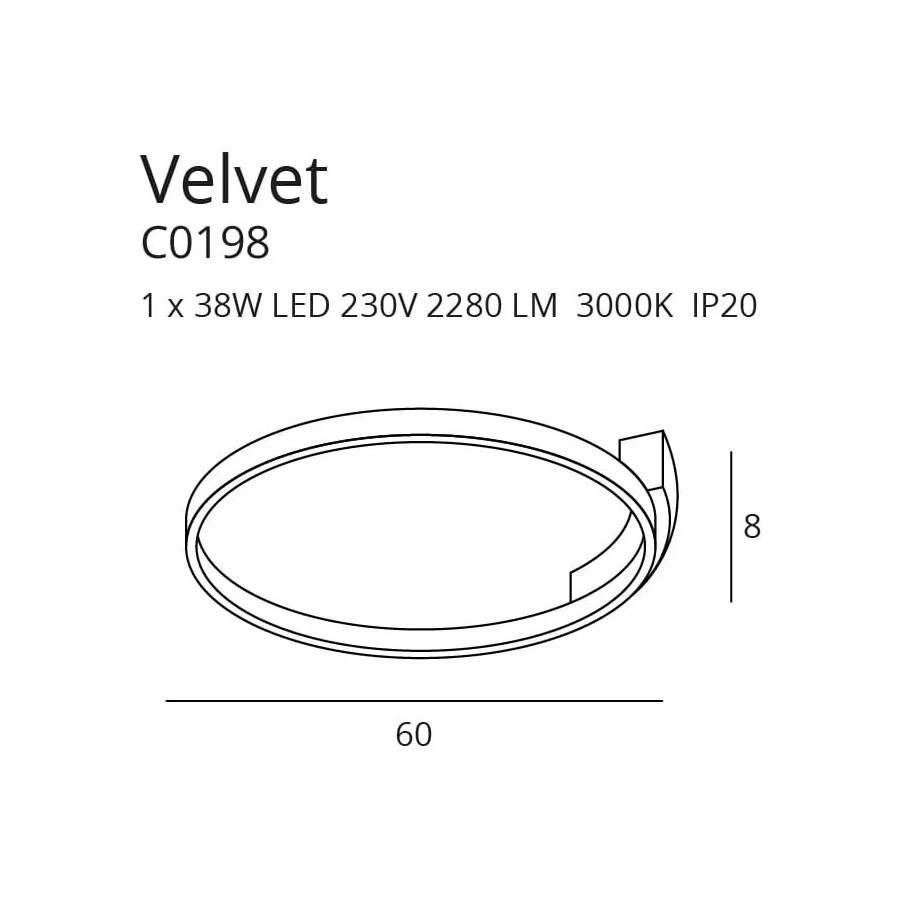 Стельовий світильник Velvet 60cm