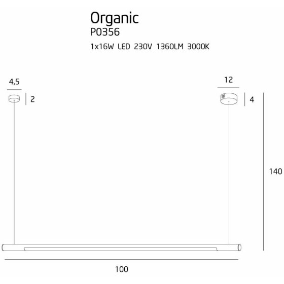 Підвісний світильник  Organic Horizon 100cm